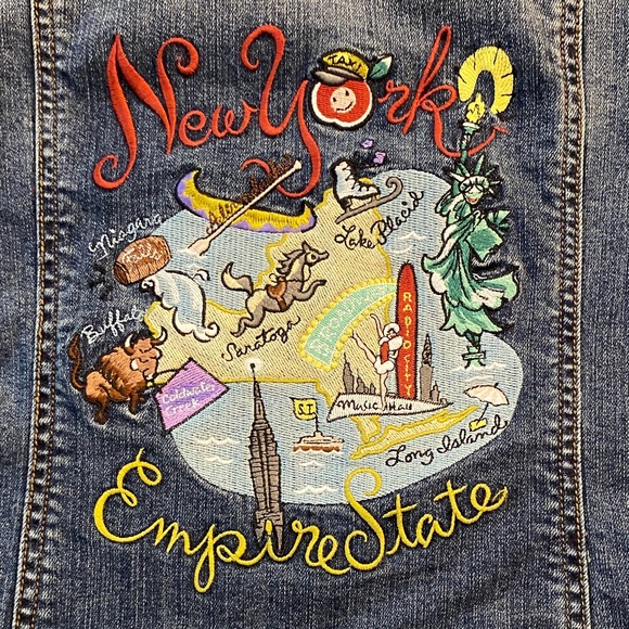 Coldwater Creek 👑 Blue Jean DENIM EMBROIDERED Jacket NY State limited edition - Picture 2 of 10